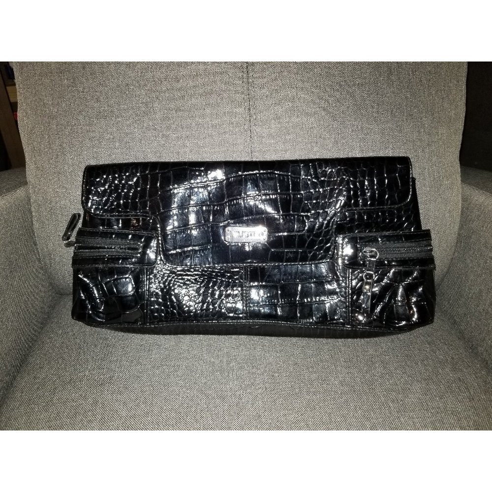UNLISTED Black laquer evening clutch
